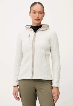 Jack Wolfskin hanorac fleece CRADLE MOUNTAIN PILE culoarea bej, cu gluga, uni, A65442 imagine