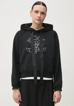 Joop! hanorac de bumbac femei, culoarea negru, cu gluga, cu imprimeu, 30046176 imagine