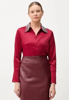 Joseph Ribkoff camasa culoarea bordo, cu guler clasic, regular, 254926 imagine