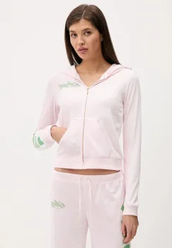Juicy Couture bluza din velur Angel culoarea roz, cu gluga, cu imprimeu, JCNAS126455 imagine