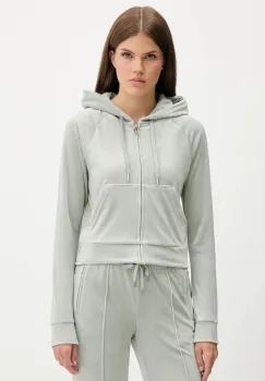 Juicy Couture bluza din velur culoarea gri, cu gluga, uni, JCWAS225306 imagine