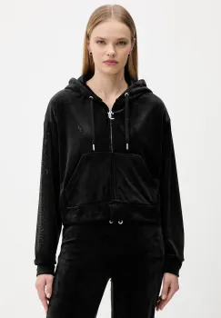 Juicy Couture bluza din velur culoarea negru, cu gluga, uni, JCWAS225310 imagine