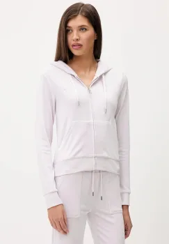 Juicy Couture bluza din velur culoarea violet, cu gluga, uni, JCAP176 imagine