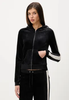 Juicy Couture bluza Heritage culoarea negru, cu gluga, uni, JCGAS126001 imagine