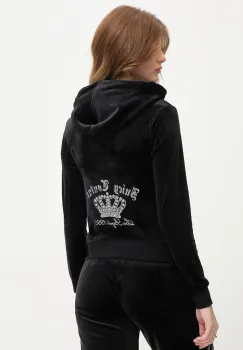 Juicy Couture hanorac cu gluga de dama din velur GOTHIC CROWN imagine