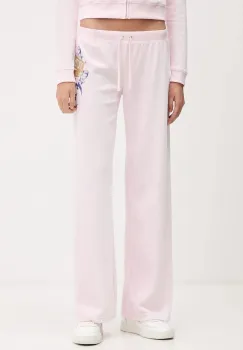 Juicy Couture pantaloni de trening din velur Wrap You Up culoarea roz, cu imprimeu, JCNBJ126452 imagine