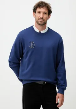 Just Cavalli hanorac de bumbac culoarea bleumarin, cu imprimeu, 79OAIT07 CF500 imagine