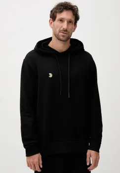 Just Cavalli hanorac de bumbac culoarea negru, cu gluga, uni, 79OAIT06 CF500 imagine