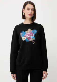 Just Cavalli hanorac de bumbac culoarea negru, cu imprimeu, 79PAIE24 CF102 imagine