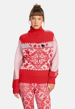 Kari Traa pulover din amestec de lana SAGA culoarea roz, cu guler, 623841 imagine