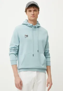 Karl Lagerfeld bluza barbati, culoarea turcoaz, cu gluga, cu imprimeu, 551900.705711 imagine