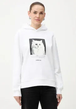 Karl Lagerfeld bluza culoarea alb, cu gluga, cu imprimeu, B1W20012 imagine