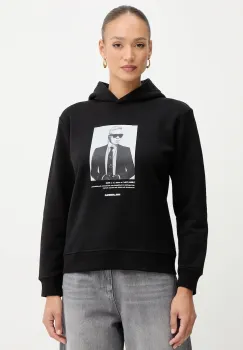 Karl Lagerfeld bluza culoarea negru, cu gluga, cu imprimeu, B1W20012 imagine