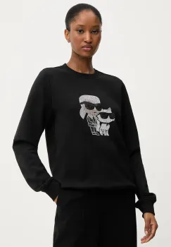 Karl Lagerfeld bluza culoarea negru, cu imprimeu, A3W20069 imagine