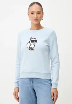 Karl Lagerfeld bluza IKON culoarea bej, cu imprimeu, A4W20043 imagine