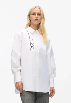 Karl Lagerfeld camasa culoarea alb, cu guler clasic, relaxed, A4W11014 imagine