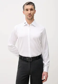 Karl Lagerfeld camasa culoarea alb, cu guler italian, regular, 561602.605041 imagine