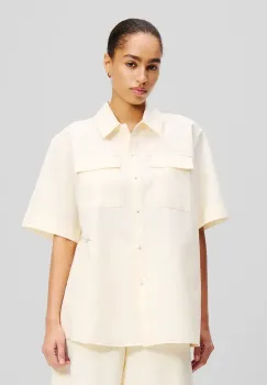 Karl Lagerfeld camasa de in femei, culoarea bej, cu guler clasic, relaxed, A2W11012 imagine