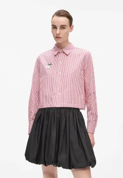 Karl Lagerfeld camasa din bumbac culoarea rosu, cu guler clasic, regular, A4W11032 imagine