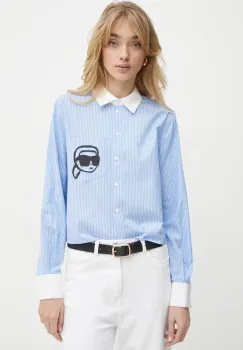 Karl Lagerfeld camasa din bumbac femei, cu guler clasic, regular, A1W11037 imagine