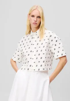 Karl Lagerfeld camasa din bumbac femei, culoarea alb, cu guler clasic, relaxed, A2W11033 imagine