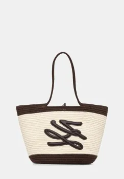 Karl Lagerfeld geanta de bumbac K/AUTOGRAPH culoarea bej, B1W46080 imagine