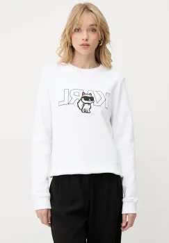 Karl Lagerfeld hanorac de bumbac culoarea alb, cu imprimeu, A3W20056 imagine