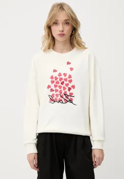 Karl Lagerfeld hanorac de bumbac culoarea bej, cu imprimeu, A3W20006 imagine