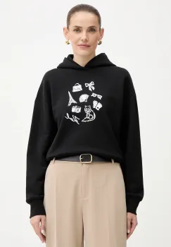 Karl Lagerfeld hanorac de bumbac culoarea negru, cu gluga, modelator, B1W20019 imagine