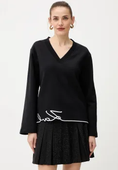 Karl Lagerfeld hanorac de bumbac culoarea negru, cu imprimeu, A4W20040 imagine