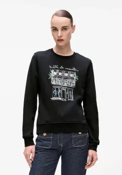 Karl Lagerfeld hanorac de bumbac culoarea negru, cu imprimeu, A4W20065 imagine