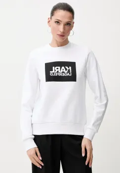 Karl Lagerfeld hanorac de bumbac femei, culoarea alb, cu imprimeu, ASW20006 imagine