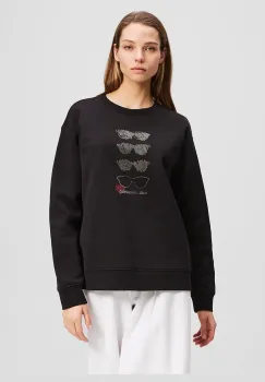 Karl Lagerfeld hanorac de bumbac femei, culoarea negru, cu imprimeu, A2W20068 imagine