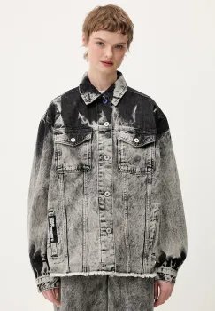 Karl Lagerfeld Jeans geaca din denim culoarea gri, de tranzitie, B1W14029 imagine