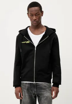 Karl Lagerfeld Jeans hanorac de bumbac culoarea negru, cu gluga, cu imprimeu, A3M20030 imagine