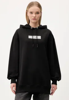 Karl Lagerfeld Jeans hanorac de bumbac culoarea negru, cu gluga, cu imprimeu, A4W20013 imagine