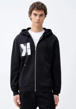 Karl Lagerfeld Jeans hanorac de bumbac culoarea negru, cu gluga, uni, B1M20068 imagine