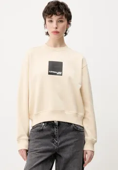 Karl Lagerfeld Jeans hanorac de bumbac femei, culoarea bej, cu imprimeu, A1W20006 imagine