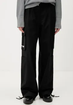 Karl Lagerfeld Jeans pantaloni culoarea negru, lat, high waist, A3W10081 imagine