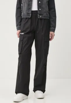 Karl Lagerfeld Jeans pantaloni femei, culoarea negru, drept, high waist, A1W10062 imagine