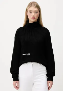 Karl Lagerfeld Jeans pulover de lana culoarea negru, cu guler, A4W18020 imagine