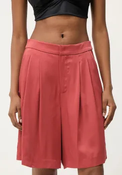 Karl Lagerfeld pantaloni scurti culoarea rosu, uni, high waist, A3W10097 imagine