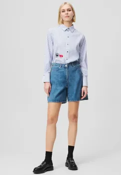 Karl Lagerfeld pantaloni scurti din bumbac femei, cu imprimeu, high waist, A2W10151 imagine