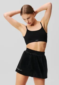 Karl Lagerfeld pantaloni scurti femei, culoarea negru, neted, high waist, A2W44001 imagine