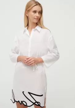 Karl Lagerfeld pelerina de plaja din bumbac culoarea alb imagine