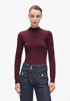 Karl Lagerfeld pulover culoarea bordo, light, cu turtleneck, A4W18038 imagine