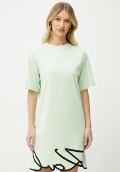 Karl Lagerfeld rochie din bumbac culoarea verde, mini, oversize, A1W13001 imagine