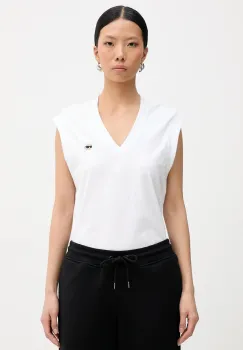 Karl Lagerfeld top din bumbac IKON culoarea alb, B1W17036 imagine