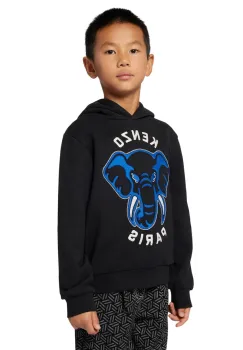 Kenzo Kids hanorac de bumbac pentru copii culoarea negru, cu gluga, cu imprimeu, K61437 imagine