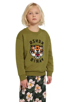 Kenzo Kids hanorac de bumbac pentru copii culoarea verde, cu imprimeu, K61432 imagine